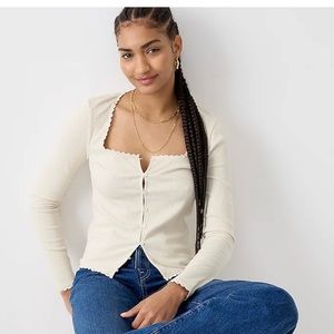 J.Crew Scoopneck lace-trim henley